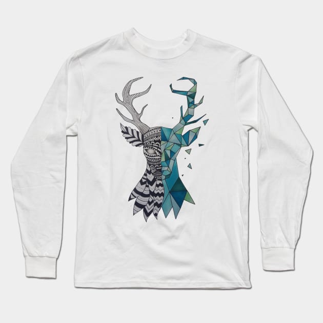 Origami Deer Long Sleeve T-Shirt by biagiocassese